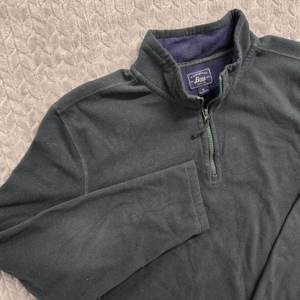 GH Bass Co Men's XL ¼ Zip Fleece Pullover Soft Long Sleeve Dark Green
